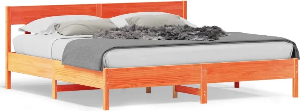 vidaXL viaszbarna tömör fenyőfa ágy matrac nélkül 200 x 200 cm