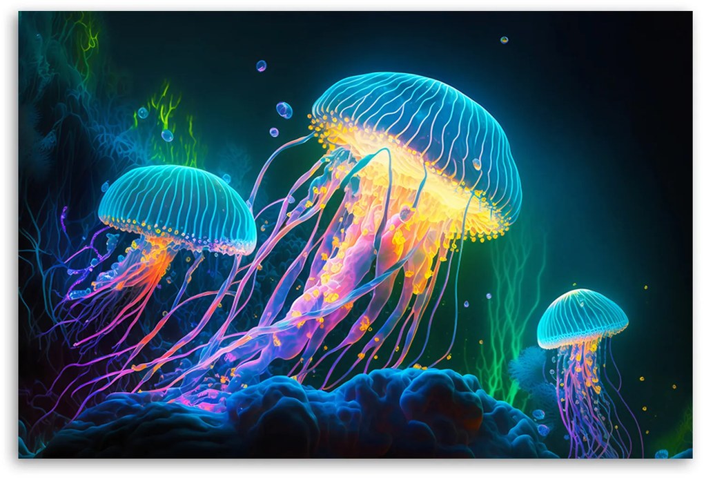 Gario Vászonkép Színes medúzák Méret: 120 x 80 cm