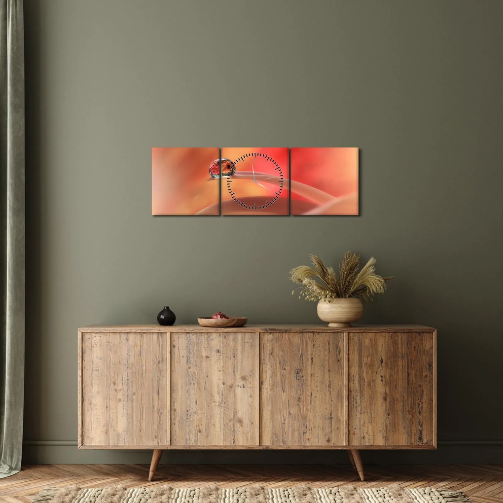 Virágos harmatcsepp képe (órával) (90x30 cm)