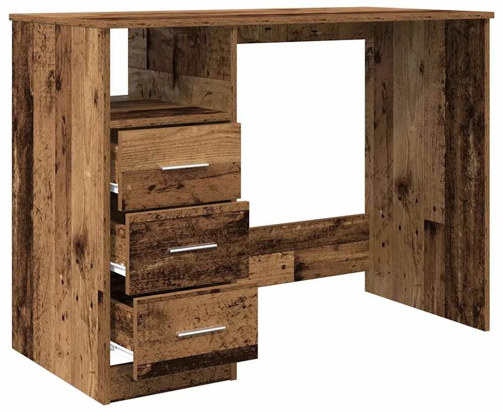 antik fa színű szerelt fa íróasztal 102x76x50 cm