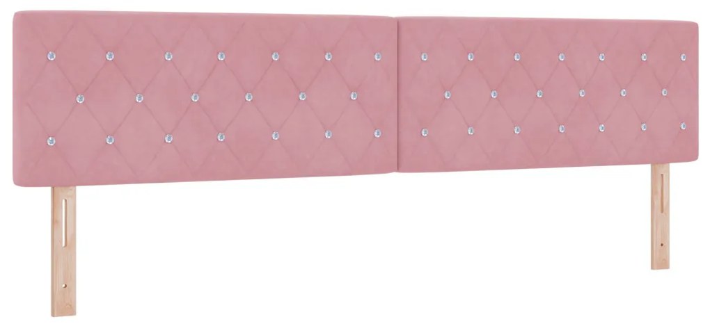 LED Fejvég Kristálygombos Tűzött Rózsaszín 100 cm Bársony