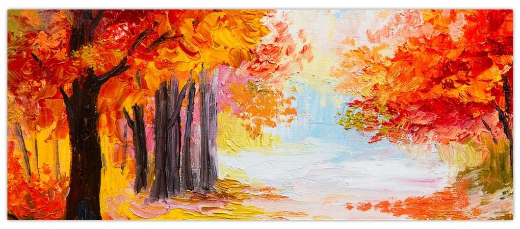 Kép - olajfestmény, színes ősz (120x50 cm)