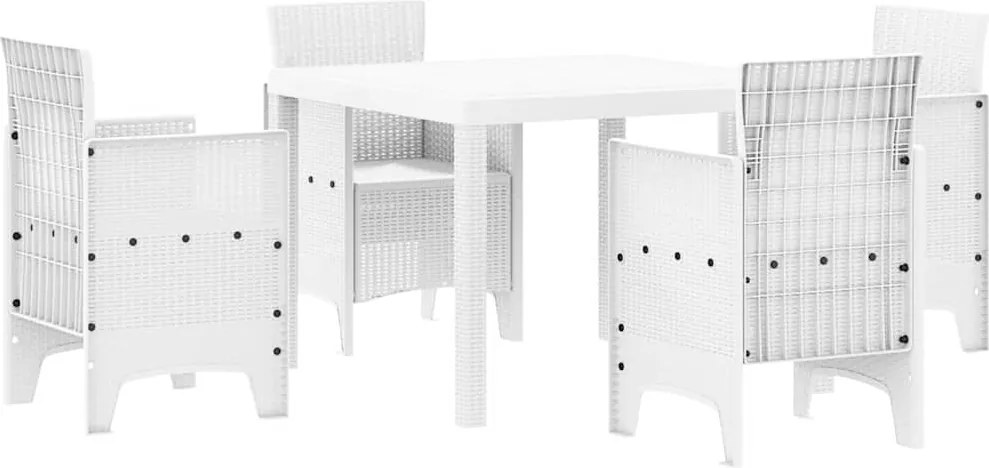 vidaXL Kert étkező szett 5 pcs Fehér Polipropilén