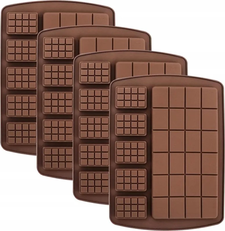 4 db-os szilikon csokoládé forma szett 6 mélyedéssel