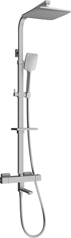 Mexen CQ62 fürdőkád-zuhanyzó szett esőztetővel és termosztatikus keverőcsappal, grafit - 779106295-66