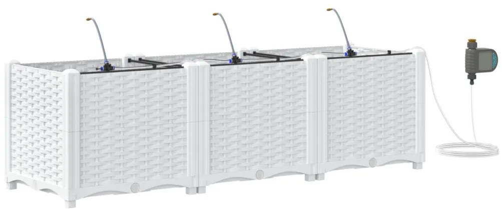 Kerti ültetők Fehér 120 x 40 x 37.5 cm Acél