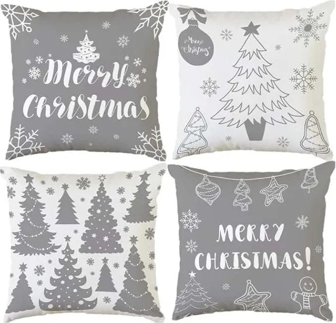 Karácsonyi párnahuzat 45x45 cm karácsonyi díszek 4 db-os szett