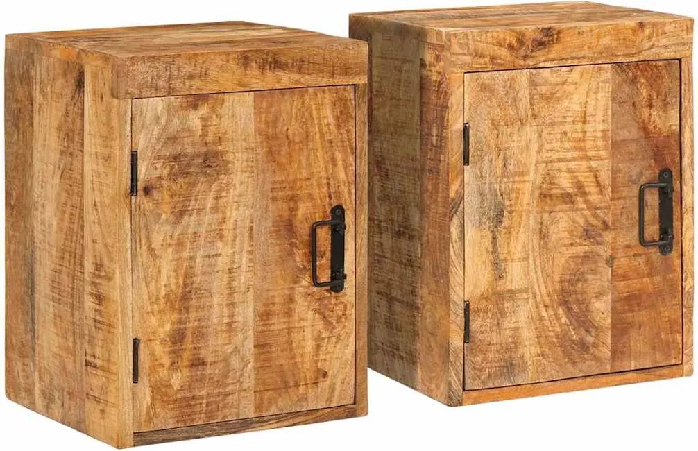 vidaXL Éjjeli asztal 2 pcs Barna 35 x 33 x 48 cm Tömör Mangófát