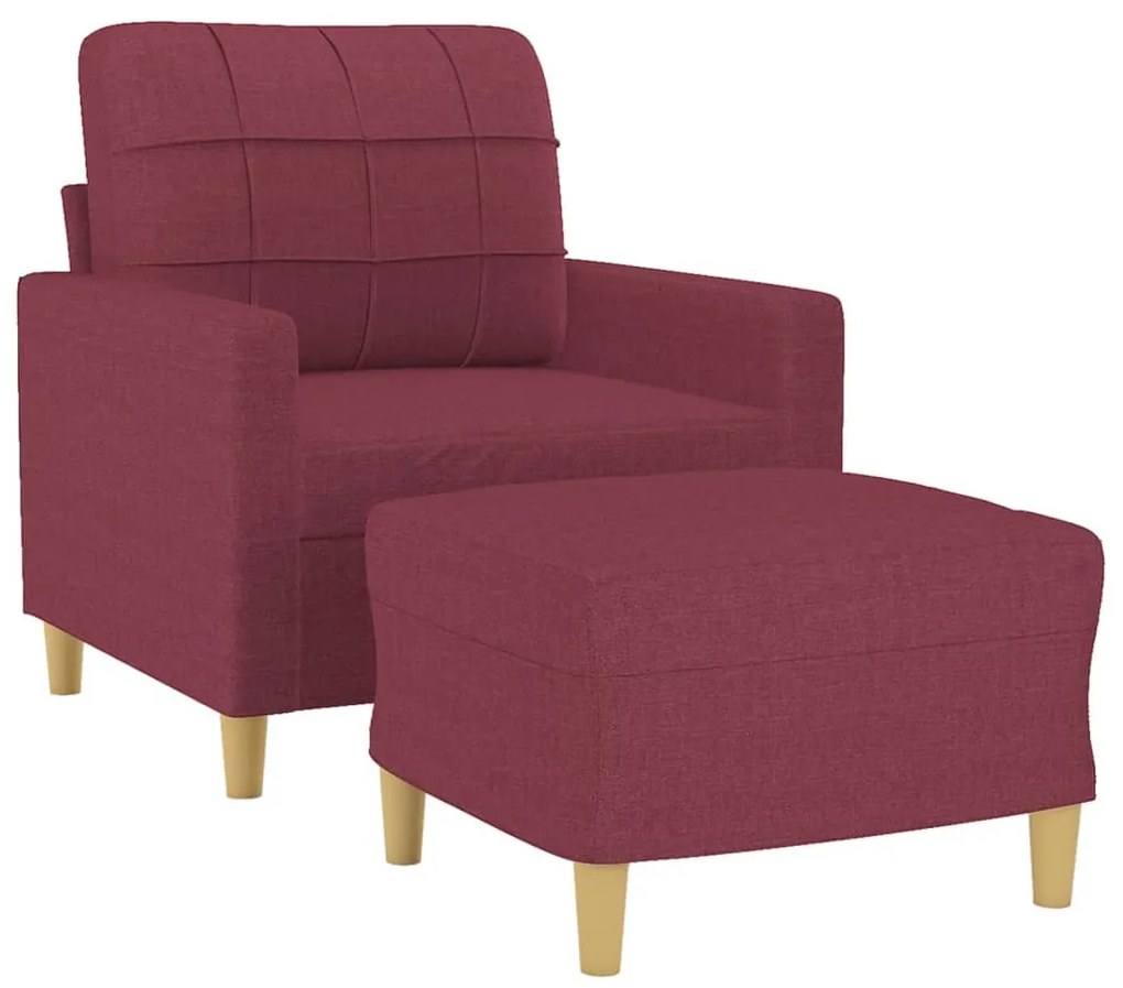 bordó szövet kanapéfotel lábtartóval 60 cm