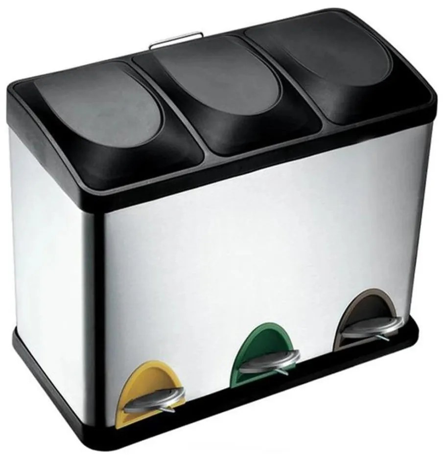45 l szelektív hulladékgyűjtő, fekete/szálcsiszolt acél