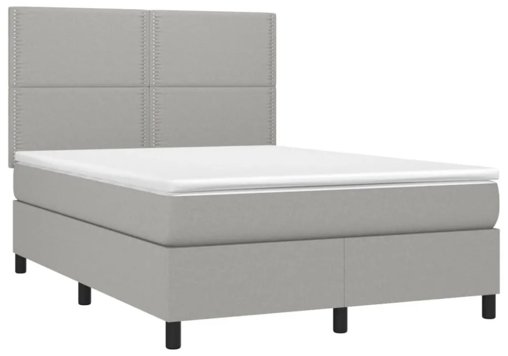 sötétszürke szövet rugós és LED-es ágy matraccal 140x190 cm