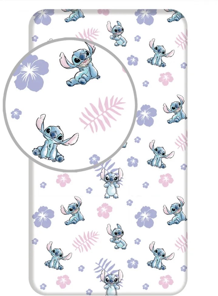 Disney Lilo és Stitch, A csillagkutya White gumis lepedő 90x200 cm