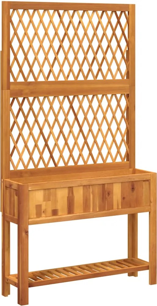 vidaXL tömör akácfa rácsos ültetőláda polccal 100 x 32 x 185 cm
