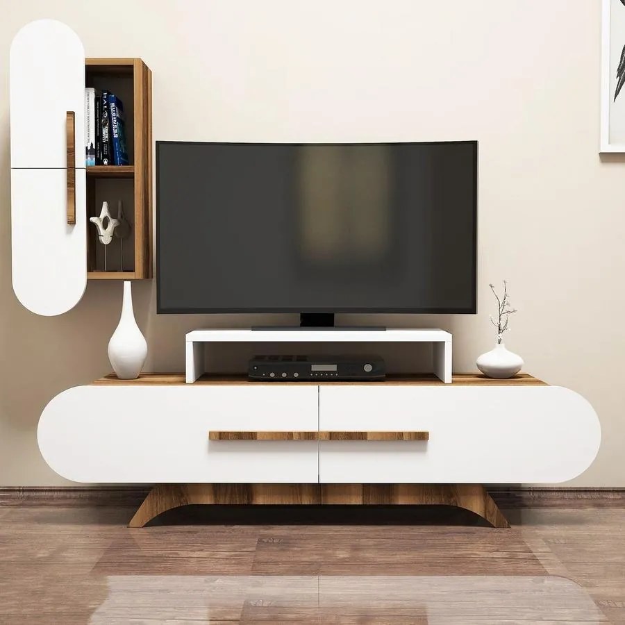 TV szekrény Rose S - Walnut, White