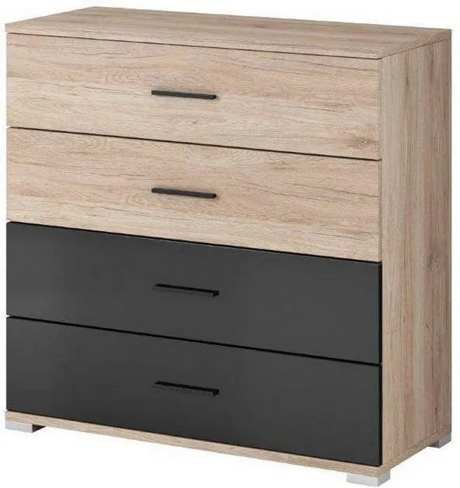 Bari 45 Fiókos komód homok - magasfenyű fekete