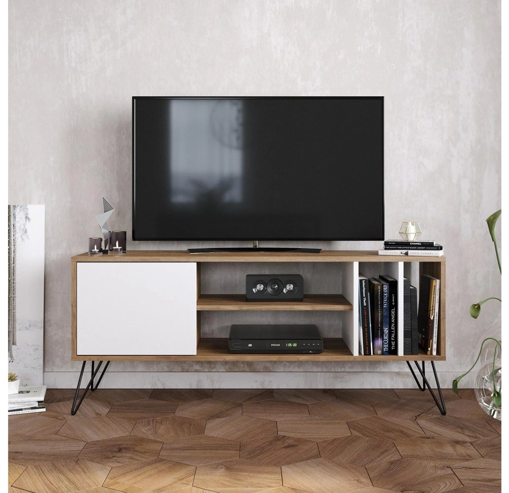 TV asztal/Szekrény Mistique 140 (dió + fekete + fehér) . 1102364