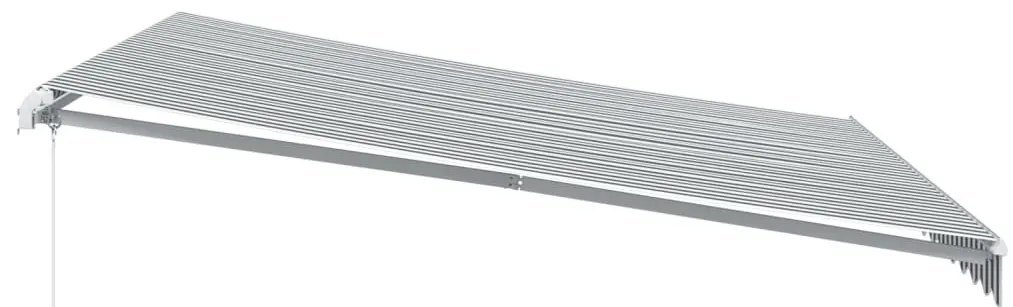 antracitszürke-fehér LED-es kézi napellenző 400 x 350 cm
