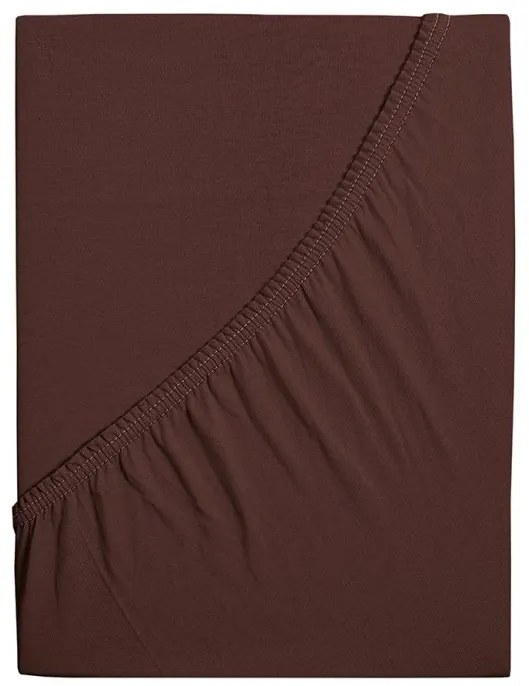 Mako-jersey pamut lepedő LUXORA 180x200 cm sötétbarna