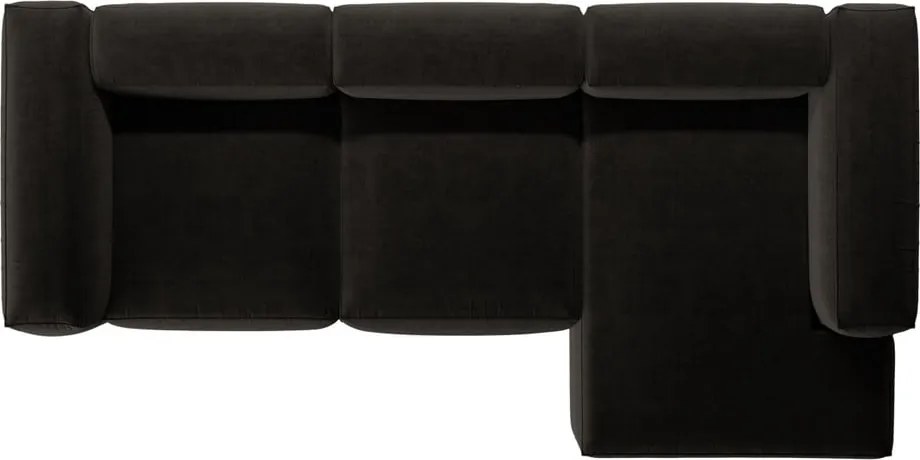 Fekete sarokkanapé (jobb oldali-heverő résszel) Bergamo – Cosmopolitan Design