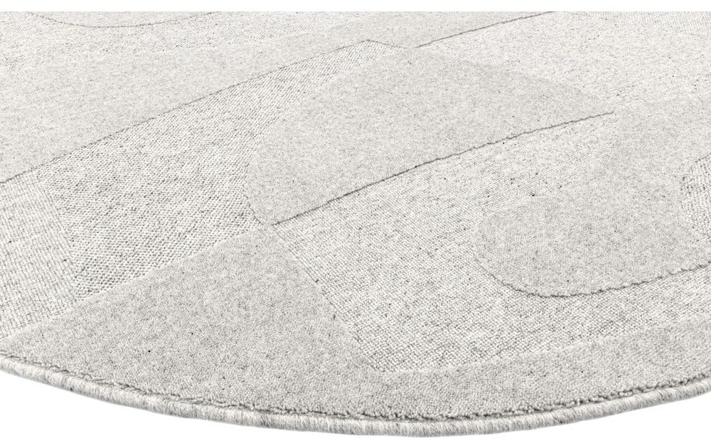 Világosszürke gyapjú kerek szőnyeg ø 120 cm Morphic Botanica – Agnella