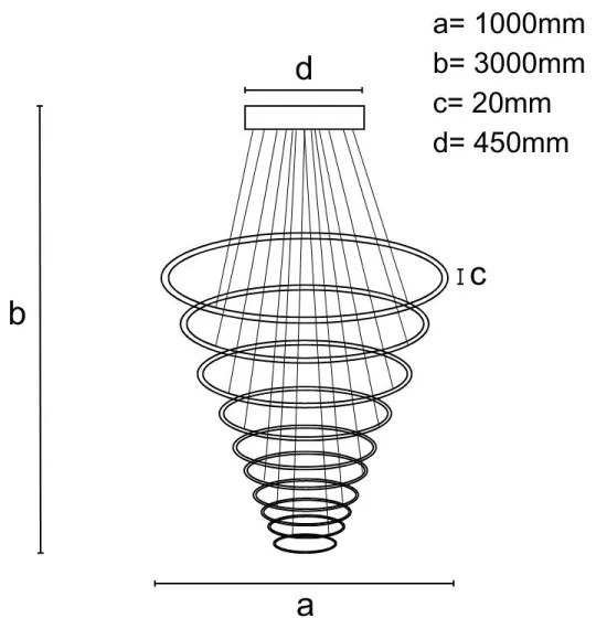 LED állítható fényerejű csillár kábellel LED/365W/230V 3000-6500K + DO