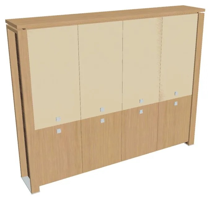 Verno+ magas szekrény 260 x 46 x 210 cm, kombinált ajtó, világos tölgy / vanília