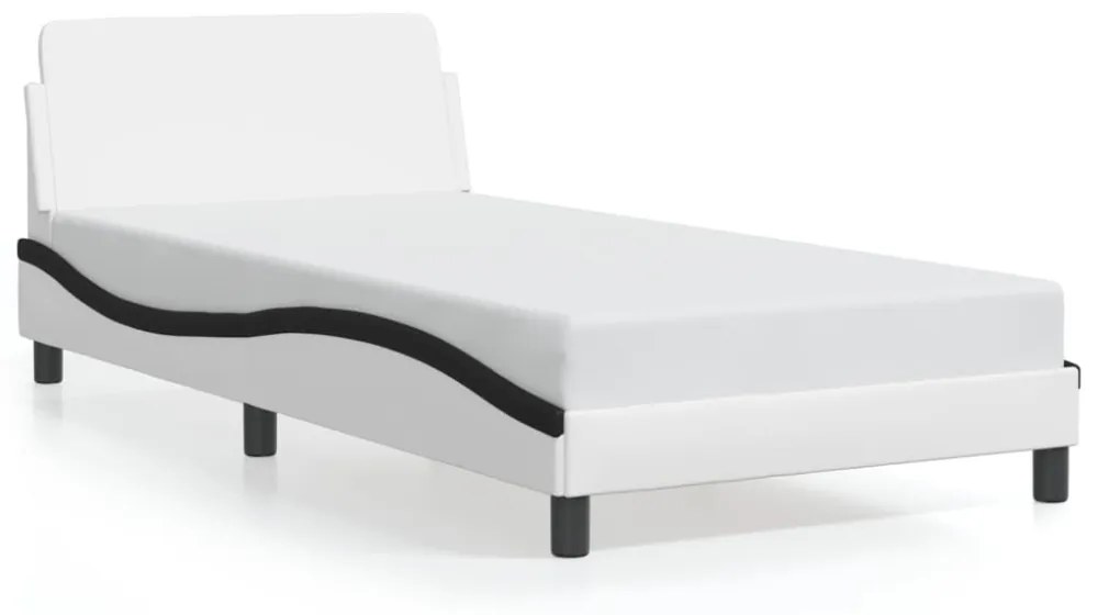 fehér és fekete műbőr ágykeret Dover 100x200 cm