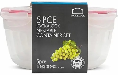 LOCKnLOCK Lock kerek élelmiszer-tároló edényszett, 5 db