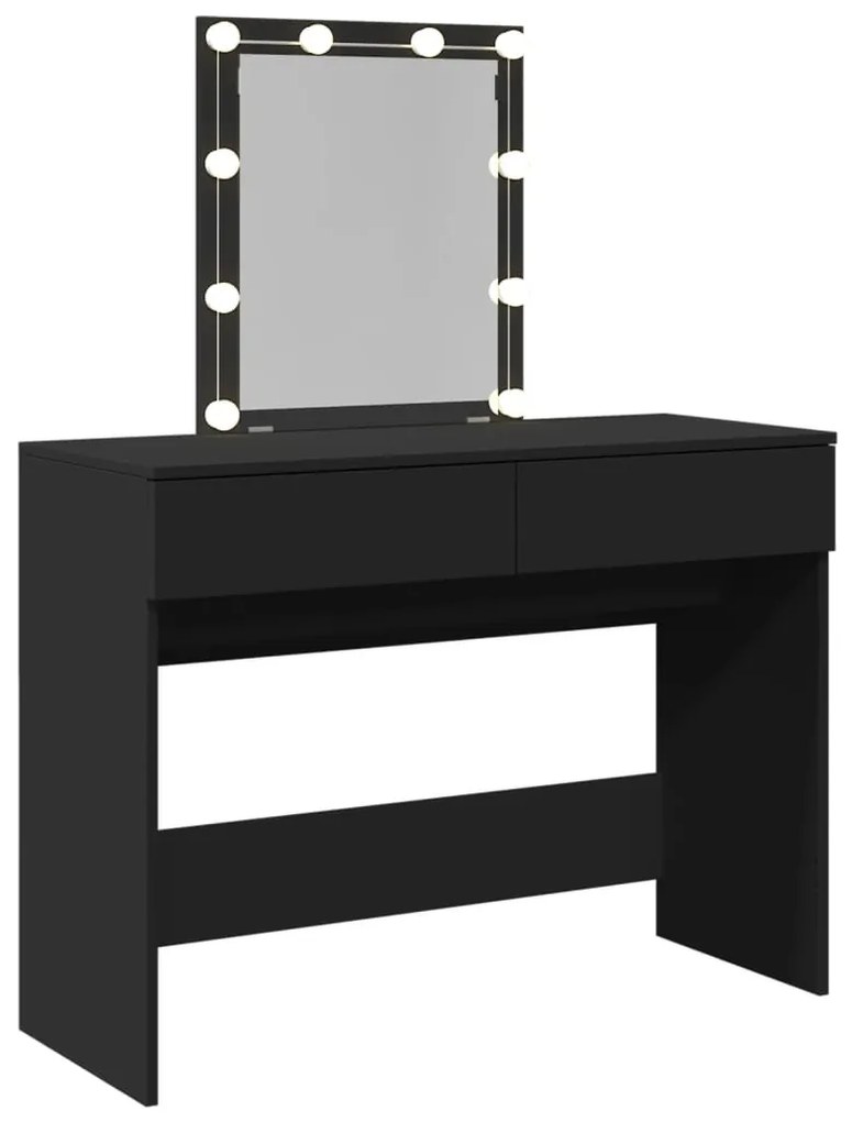 fekete LED-es fésülködőasztal 100 x 40 x 130 cm