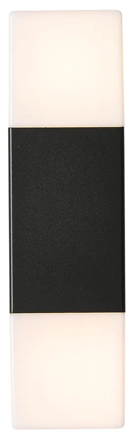 Kültéri fali lámpa fekete opál búrával 2-lámpás IP44 - Denmark