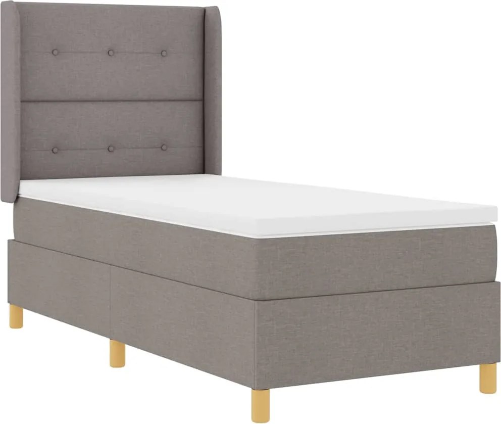 vidaXL Boxrugós ágy matracmal fejtámlával Tópszínű 140 x 200 cm szövet