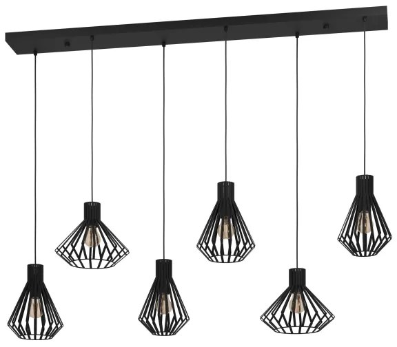 Eglo 390126 - Csillár zsinóron BASIDANO 6xE27/40W/230V fekete