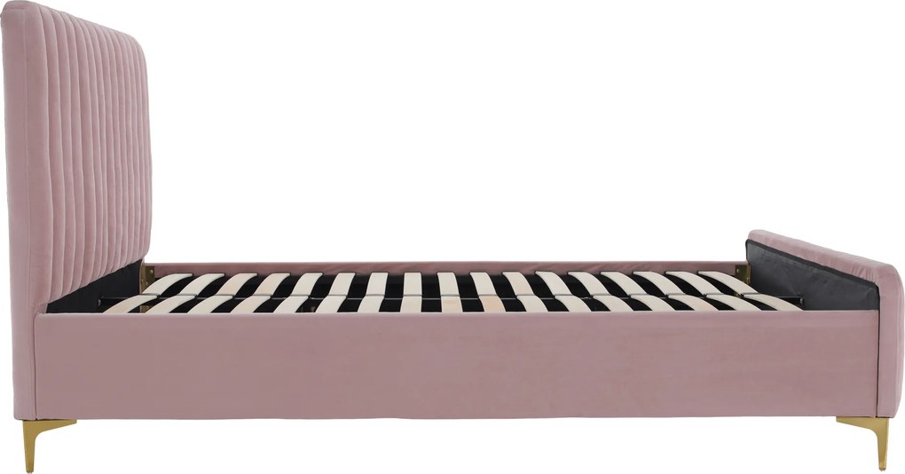 Ágy, rózsaszín/gold arany króm, 180x200, KAISA