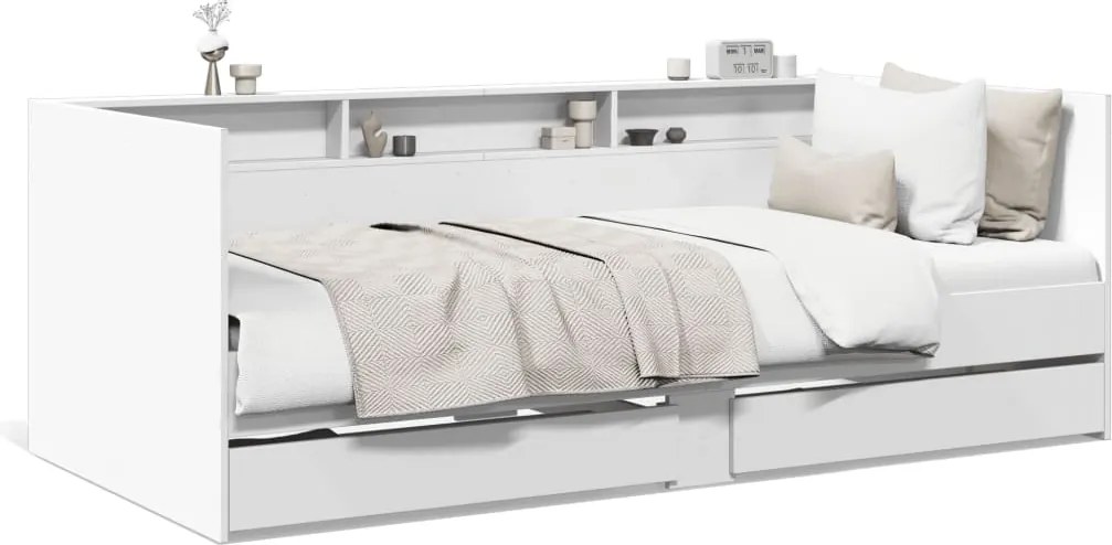 vidaXL fehér kanapéágy fiókkal matrac nélkül 100x200 cm