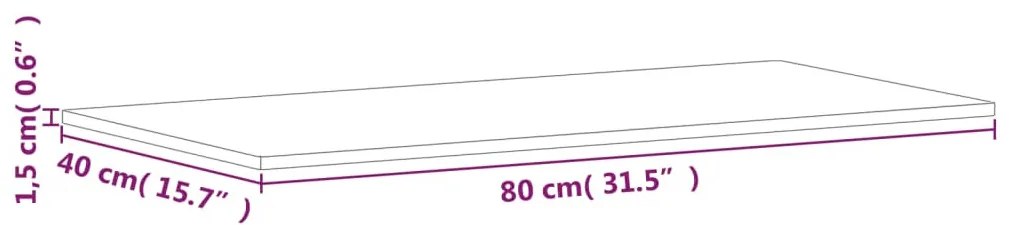 tömör bükkfa téglalap alakú asztallap 80 x 40 x 1,5 cm