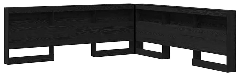 Tároló fejtámla polcokkal tárolóval Musta tammi 200 cm Faanyag