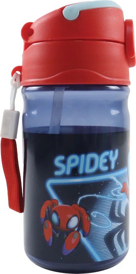 Pókember Spidey Glow műanyag szívószálas kulacs akasztóval 350 ml