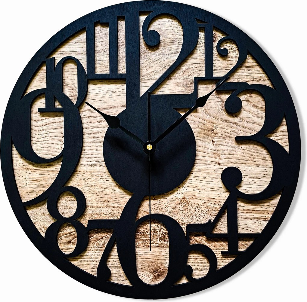 Nagy,modern Falióra,nagy Számok, Fa, CSENDES,NAPPALIBA,50 cm