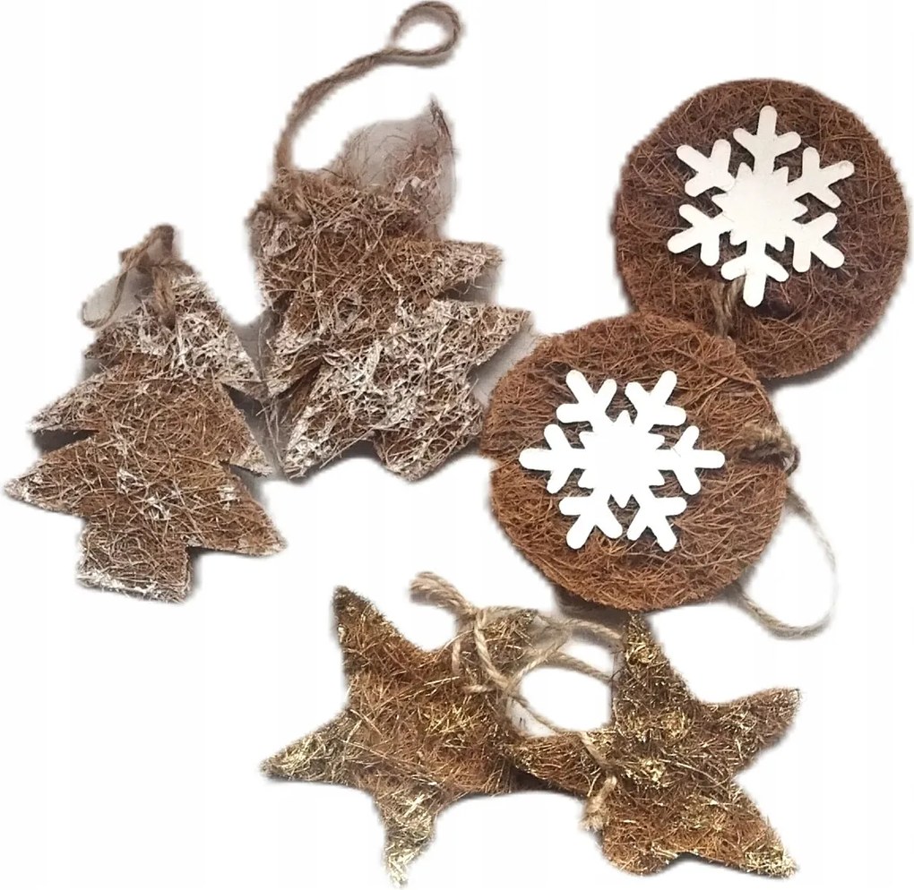 Karácsonyfa medál vegyes minták /csillag, karácsonyfa, hópehely/ 6 db