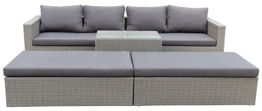Szürke műrattan négyszemélyes kerti lounge szett Drammen - Bonami Selection