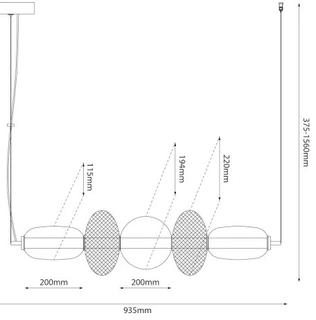 LED Csillár zsinóron ARAME LED/32W/230V fekete