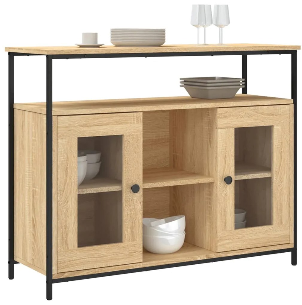 sonoma tölgy színű szerelt fa tálalószekrény 100 x 35 x 80 cm