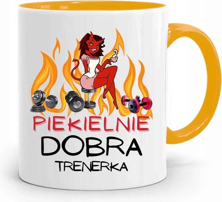 Edzőnőnek Edzőterem Bögre Sárga Ajándék fényképes nyomtatással