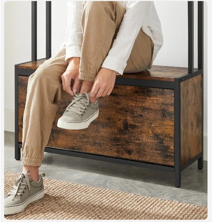 Előszobafal TAYLOR cipősszekrénnyel 180x85 cm, rusztikus barna