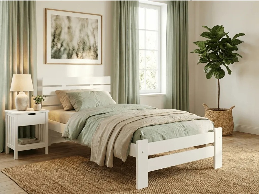 PARIS magasított ágy 80x200 cm, fehér Ágyrács: Léces ágyrács, Matrac: Matrace Sommera 18 cm