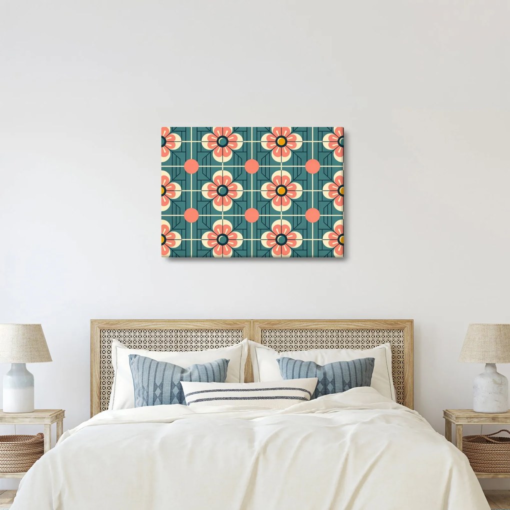 Kép - Retro virágminta (70x50 cm)