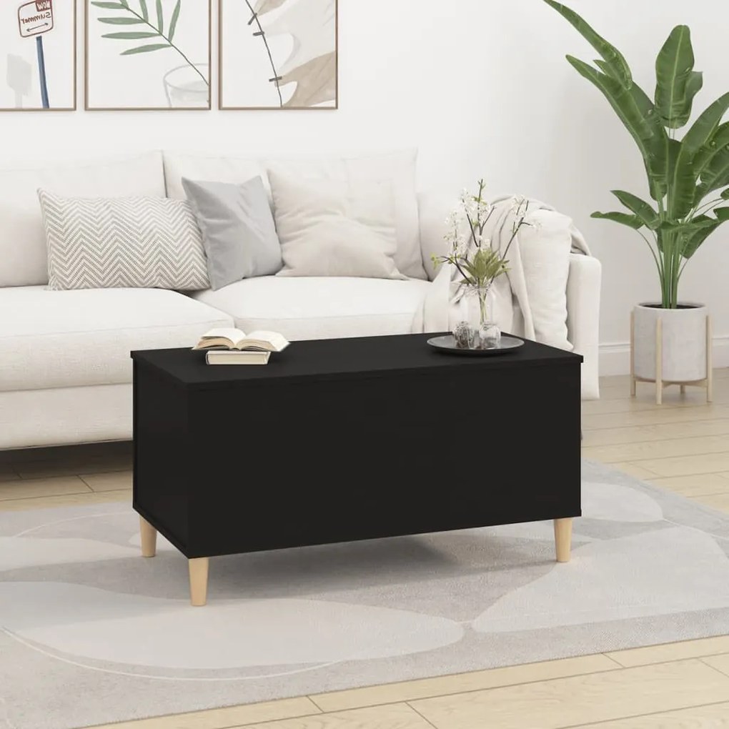 Fekete szerelt fa dohányzóasztal 90x44,5x45 cm