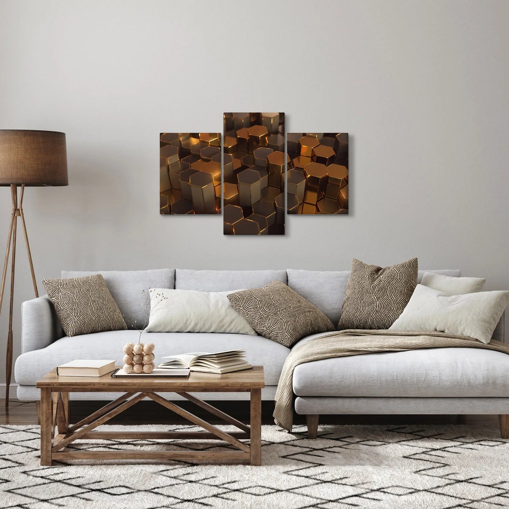 Kép - bronz hatszögek (90x60 cm)