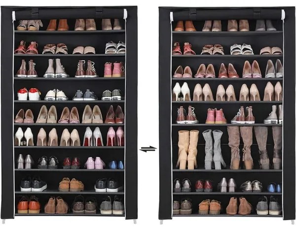 MATIS textilszekrény polcokkal, 100x162 cm, fekete