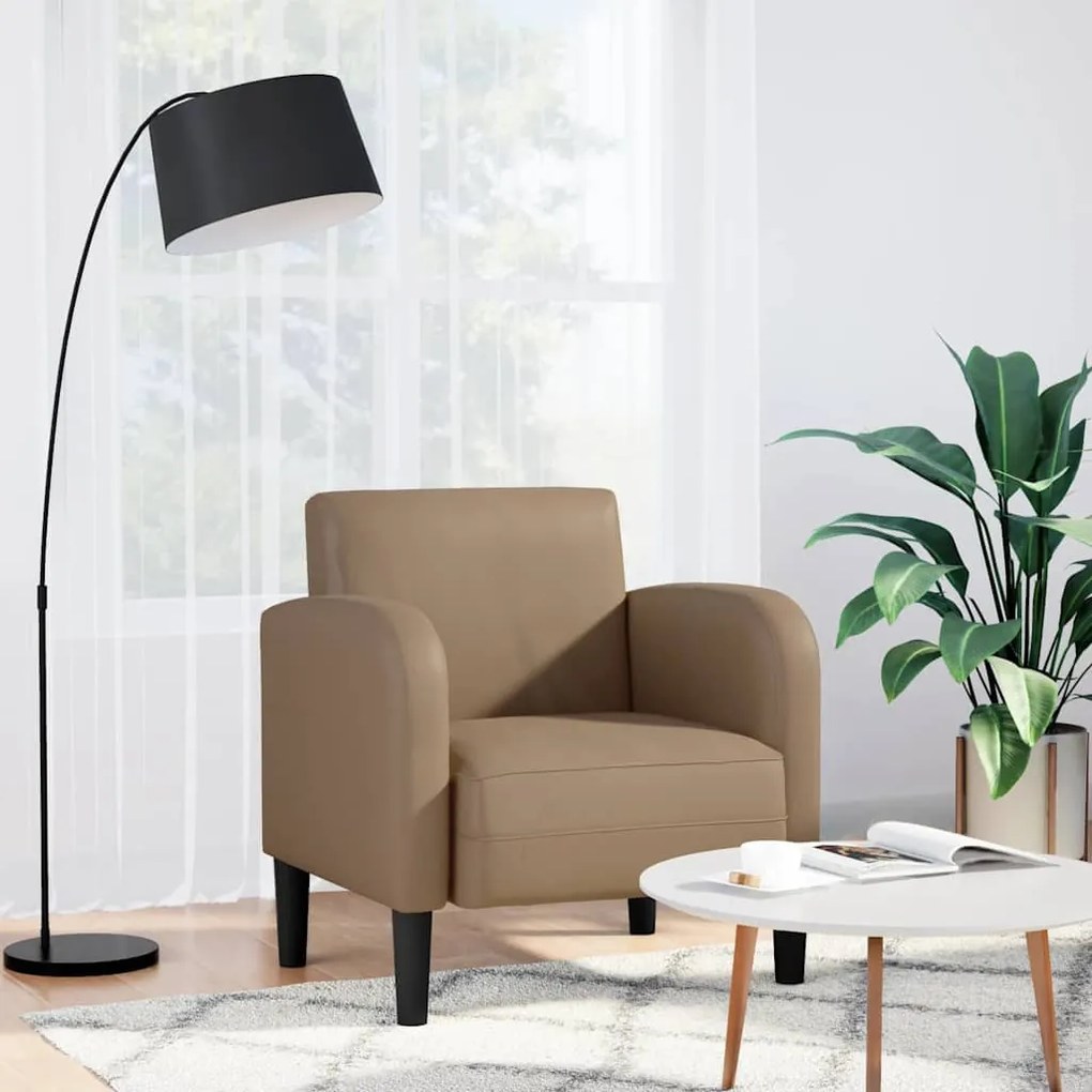 kávészínű műbőr kanapé szék karfával 54 cm